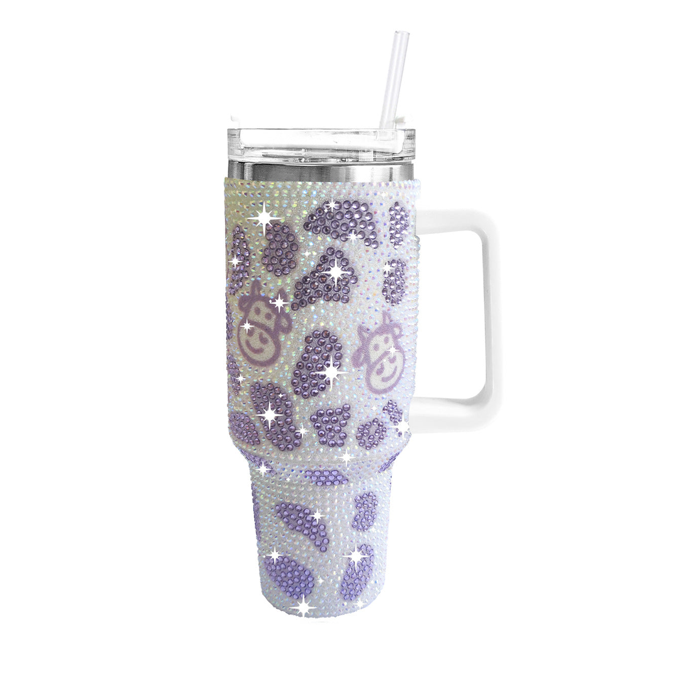 Wholesale Tumbler Ice Bullies Cup  40oz Cow Pattern Diamond-encrusted Portable Thermos Tumbler Cup